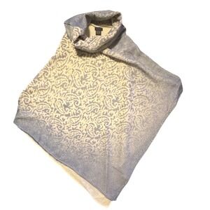 Zoe Madison Acrylic Shawl Wrap Gray Cream Floral Pattern for Women